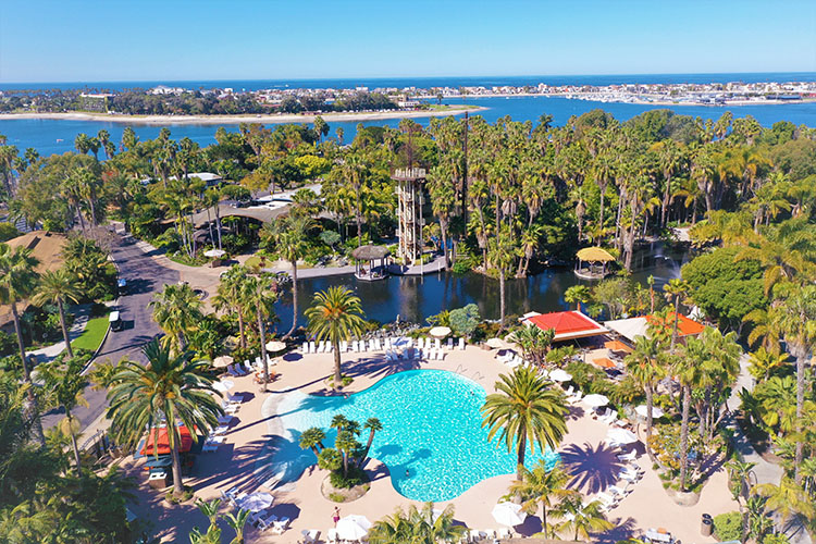 Aerial View Paradise Point Resort & Spa in San Diego, CA